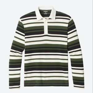 Large Slim Fit Green Stripe Bonobos Rugby Shirt